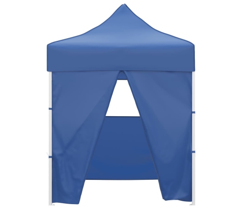 Carpa plegable profesional con 4 paredes acero azul 2x2 m