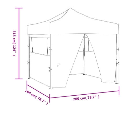 Carpa plegable profesional con 4 paredes acero azul 2x2 m