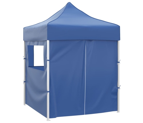 Carpa plegable profesional con 4 paredes acero azul 2x2 m