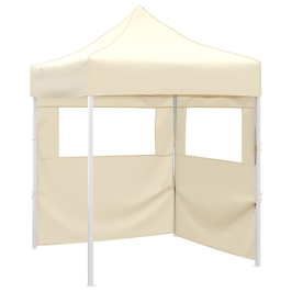 Carpa plegable profesional con 2 paredes acero color crema 2x2m