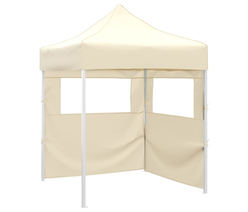 Carpa plegable profesional con 2 paredes acero color crema 2x2m