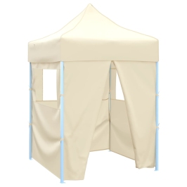 Carpa plegable profesional con 4 paredes acero color crema 2x2m