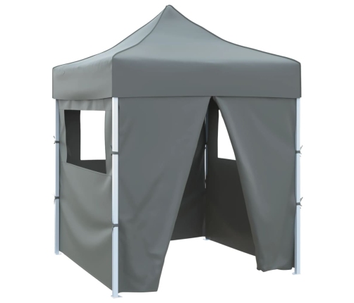 Carpa plegable profesional 4 paredes acero gris antracita 2x2 m