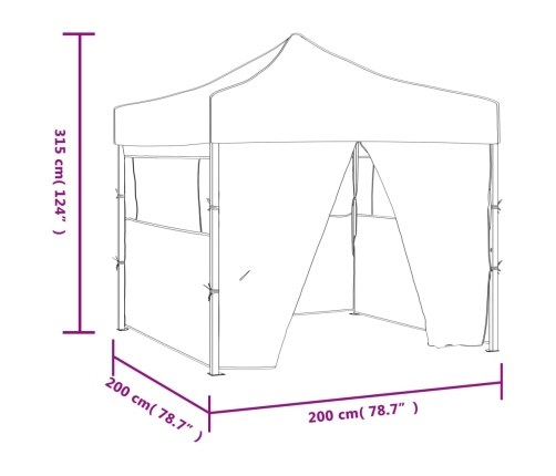 Carpa plegable profesional 4 paredes acero gris antracita 2x2 m