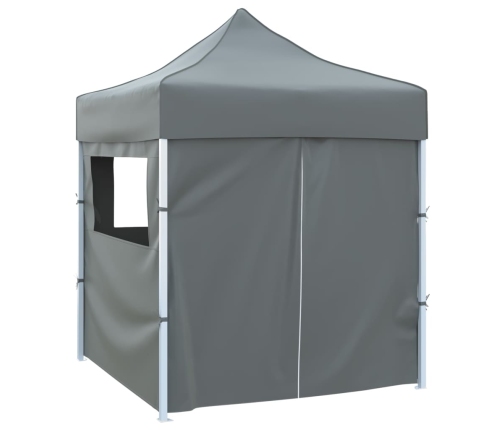 Carpa plegable profesional 4 paredes acero gris antracita 2x2 m