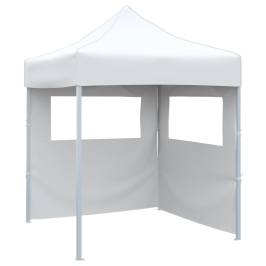 Carpa plegable profesional con 2 paredes acero blanco 2x2 m