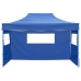 Carpa plegable profesional con 3 paredes acero azul 3x4 m