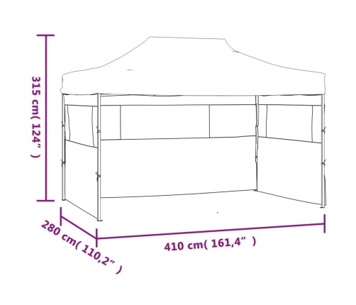 Carpa plegable profesional con 3 paredes acero azul 3x4 m