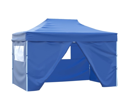 Carpa plegable profesional con 4 paredes acero azul 3x4 m