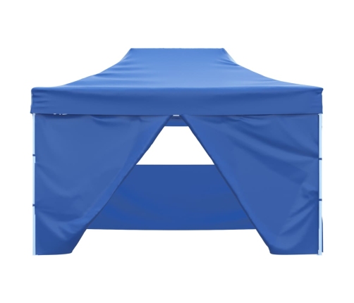 Carpa plegable profesional con 4 paredes acero azul 3x4 m