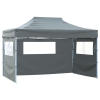 Carpa plegable profesional con 3 paredes acero antracita 3x4 m