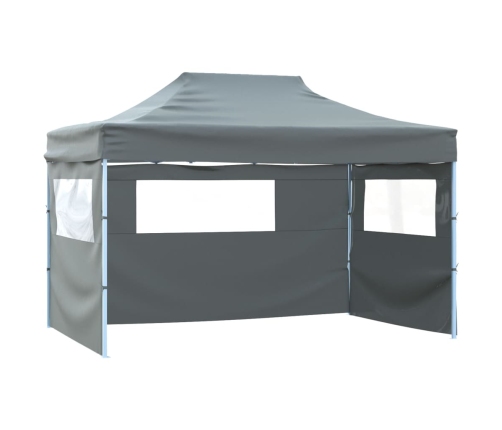 Carpa plegable profesional con 3 paredes acero antracita 3x4 m