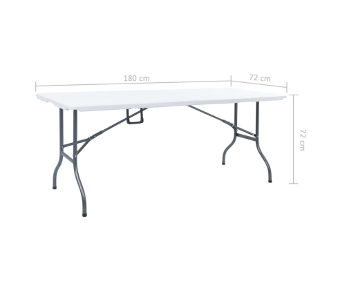 Mesa de jardín plegable HDPE blanco 180x72x72 cm