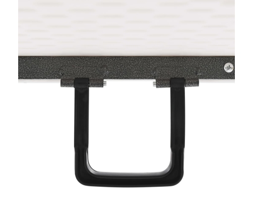 Mesa de jardín plegable con 2 bancos acero y HDPE blanco 180 cm