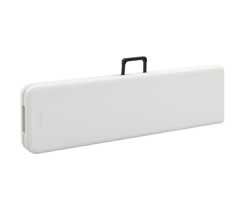 Mesa de jardín plegable con 2 bancos acero y HDPE blanco 180 cm