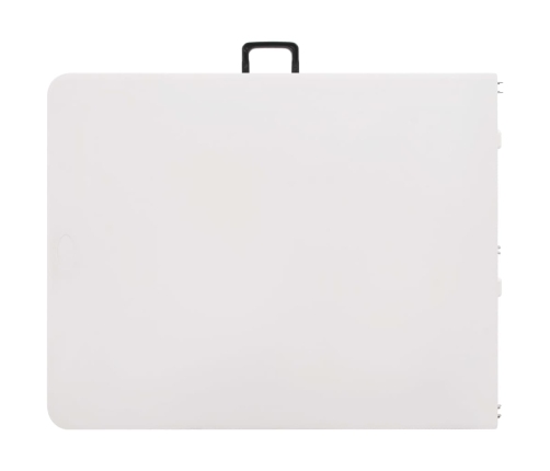 Mesa de jardín plegable con 2 bancos acero y HDPE blanco 180 cm