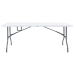 Mesa de jardín plegable con 2 bancos acero y HDPE blanco 180 cm