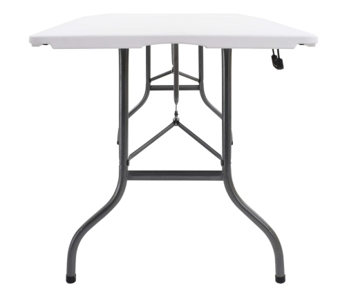 Mesa de jardín plegable con 2 bancos acero y HDPE blanco 180 cm