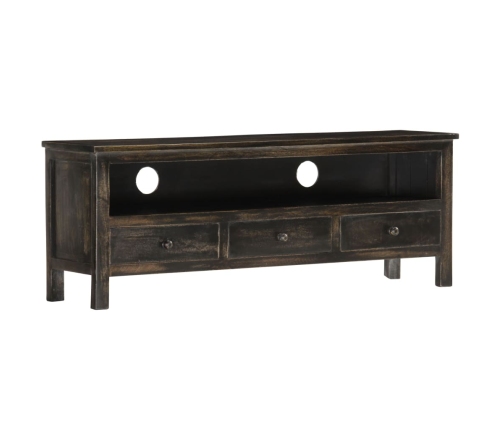 Mueble para TV de madera maciza de mango negro 120x30x45 cm