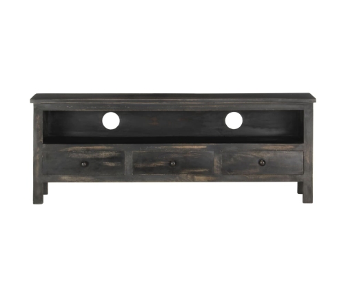 Mueble para TV de madera maciza de mango negro 120x30x45 cm