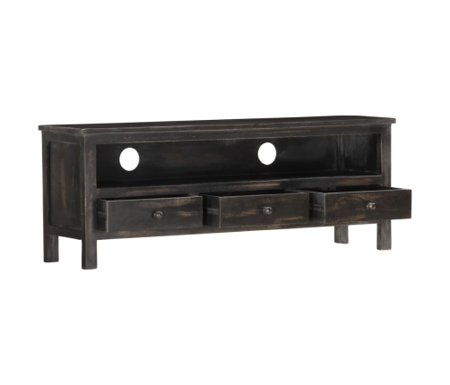 Mueble para TV de madera maciza de mango negro 120x30x45 cm