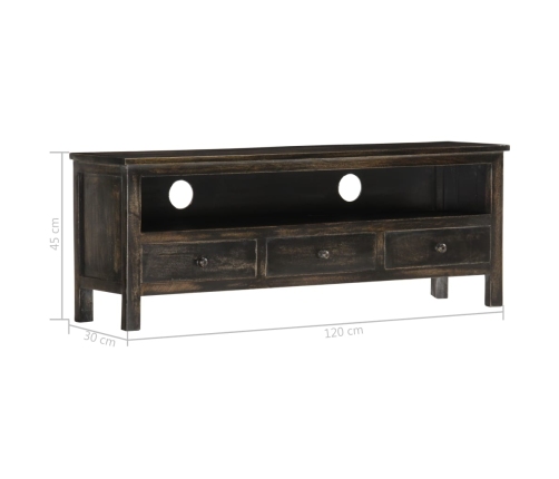 Mueble para TV de madera maciza de mango negro 120x30x45 cm