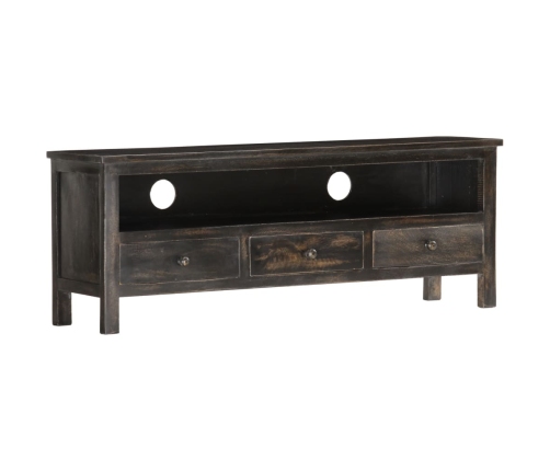 Mueble para TV de madera maciza de mango negro 120x30x45 cm