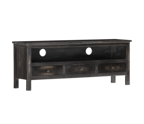 Mueble para TV de madera maciza de mango negro 120x30x45 cm