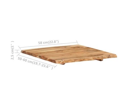 Superficie de mesa de madera maciza de acacia 58x(50-60)x2,5 cm