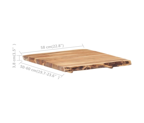 Superficie de mesa de madera maciza de acacia 58x(50-60)x3,8 cm