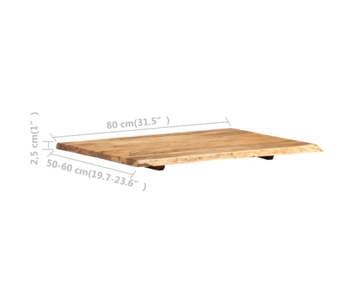 Superficie de mesa de madera maciza de acacia 80x(50-60)x2,5 cm