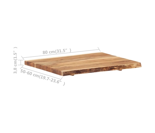 Superficie de mesa de madera maciza de acacia 80x(50-60)x3,8 cm