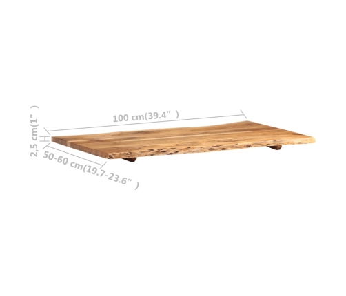 Superficie de mesa de madera maciza de acacia  100x(50-60)x2,5 cm