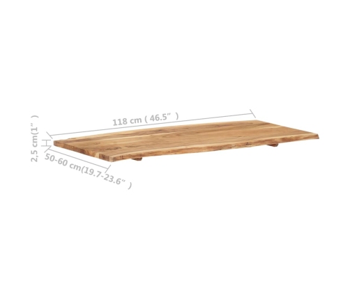 Superficie de mesa madera maciza de acacia 118x(50-60)x2,5 cm