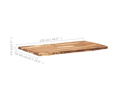 Superficie de mesa de madera maciza de acacia 118x(50-60)x3,8cm