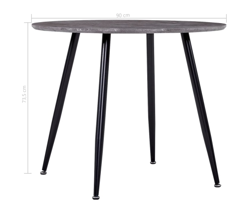 Mesa de comedor MDF gris hormigón y negro 90x73,5 cm