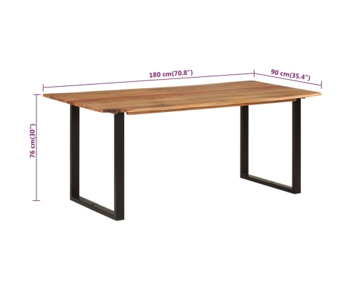 Mesa de comedor de madera maciza de acacia 180x90x76 cm