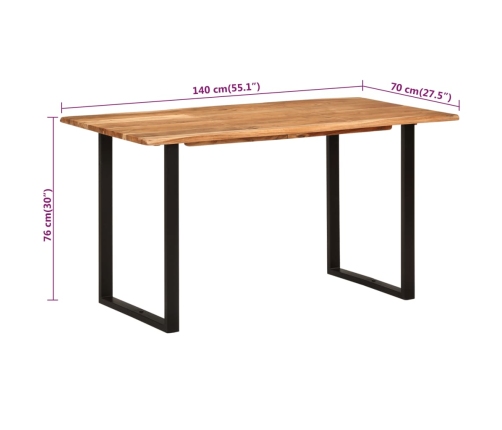 Mesa de comedor de madera maciza de acacia 140x70x76 cm