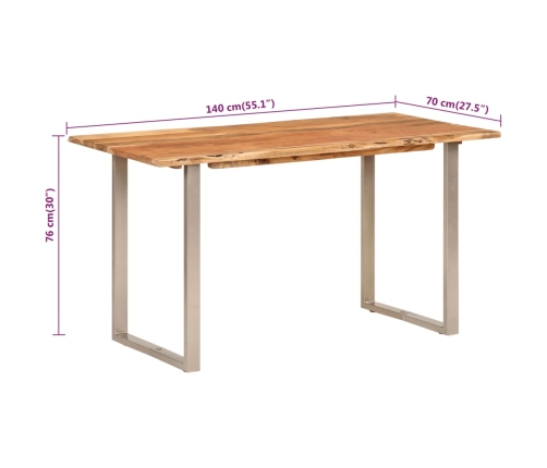 Mesa de comedor de madera maciza de acacia 140x70x76 cm