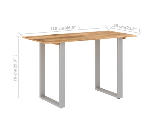 Mesa de comedor de madera maciza de acacia 118x58x76 cm