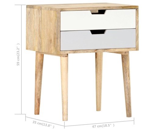 Mesita de noche de madera maciza de mango 47x35x59 cm