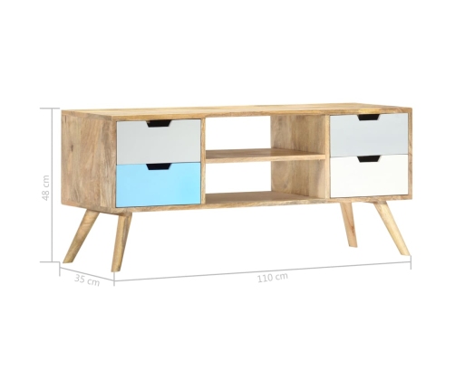 vidaXL Mueble para TV de madera maciza de mango 110x35x48 cm