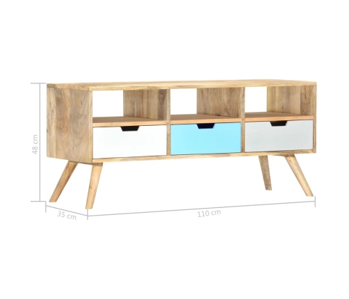 Mueble para TV de madera maciza de mango 110x35x48 cm