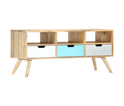 Mueble para TV de madera maciza de mango 110x35x48 cm