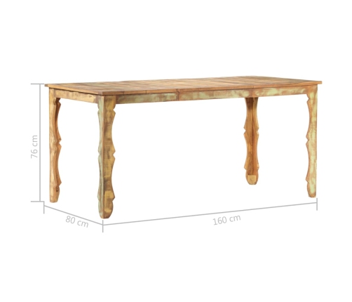 Mesa de comedor de madera maciza reciclada 160x80x76 cm