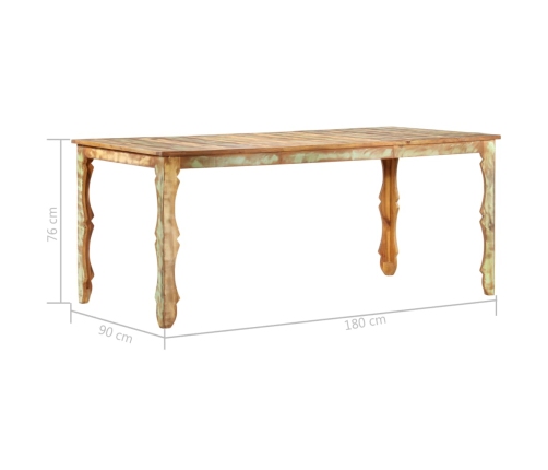 Mesa de comedor de madera maciza reciclada 180x90x76 cm