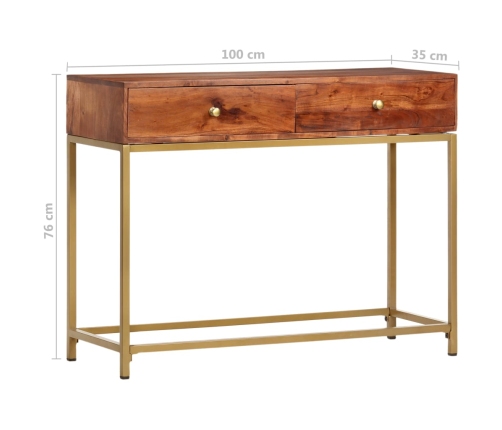 Mesa consola de madera maciza de acacia 100x35x76 cm