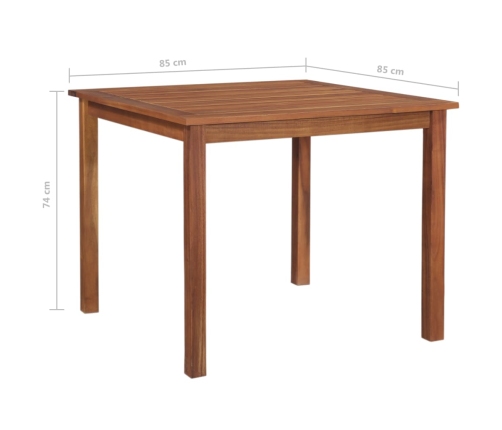 Mesa de jardín madera maciza de acacia 85x85x74 cm