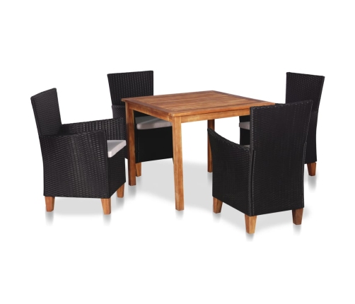 Set de comedor de jardín 5 pzas ratán sintético negro y marrón