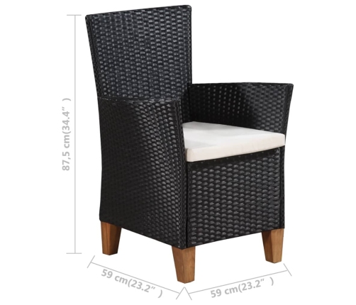 Set de comedor de jardín 5 pzas ratán sintético negro y marrón